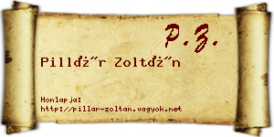 Pillár Zoltán névjegykártya