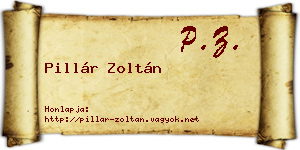 Pillár Zoltán névjegykártya